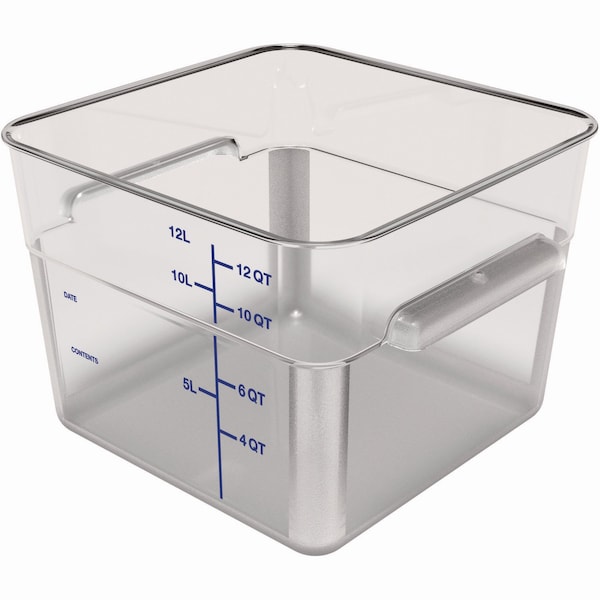 Carlisle Foodservice Squares Polycarbonate Food Storage Container, 12 qt, 11.13 x 11.13 x 8.25, Clear, Plastic 1195407 - main